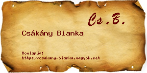 Csákány Bianka névjegykártya